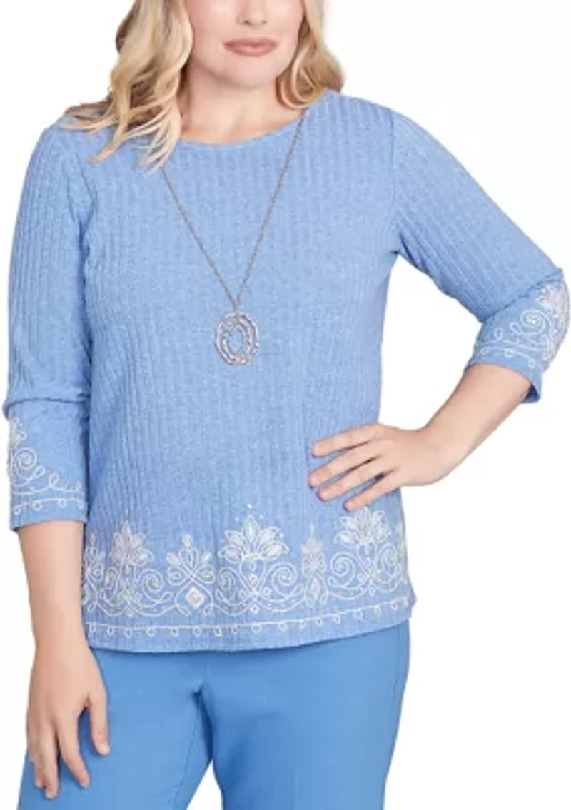 Women's Business As Usual Border Medallion Embroidery Top