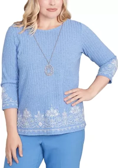 Women's Business As Usual Border Medallion Embroidery Top