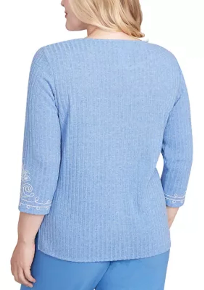 Women's Business As Usual Border Medallion Embroidery Top