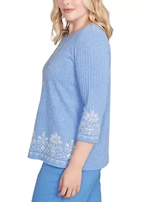 Women's Business As Usual Border Medallion Embroidery Top
