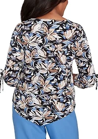 Women's  Business As Usual Brushstroke Floral Top