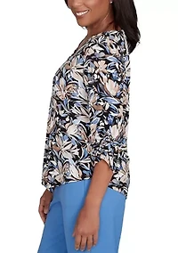 Women's  Business As Usual Brushstroke Floral Top