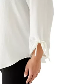 Plus 3/4 Sleeve Crinkle Woven Blouse