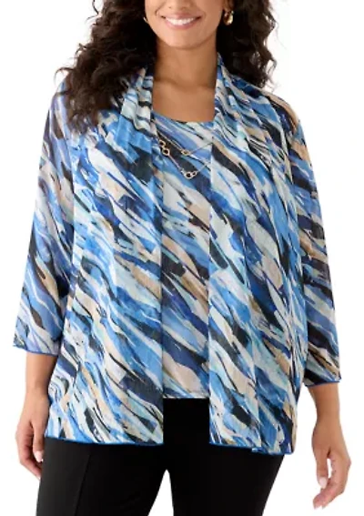 Plus Mesh Twofer Blouse