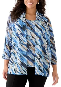 Plus Mesh Twofer Blouse