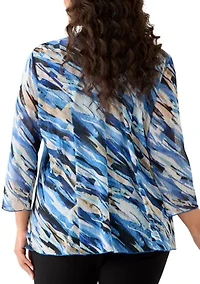 Plus Mesh Twofer Blouse