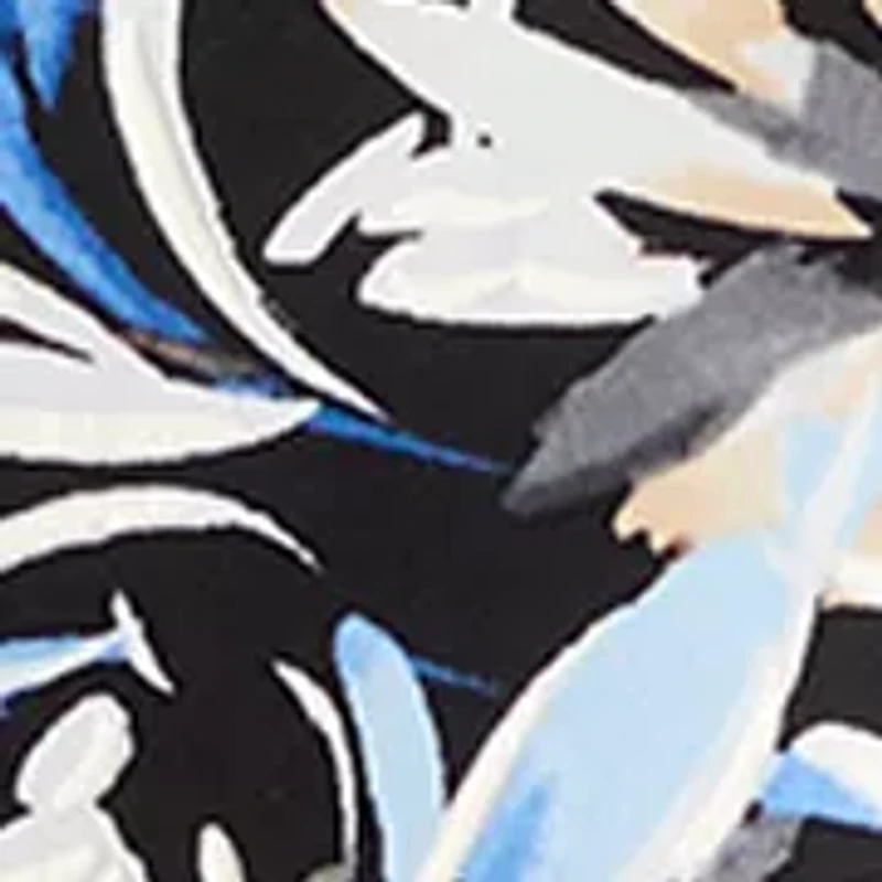 Plus 3/4 Sleeve Brushstroke Floral Blouse