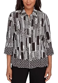 Petite Business As Usual Zebra Geo Twin Print Top