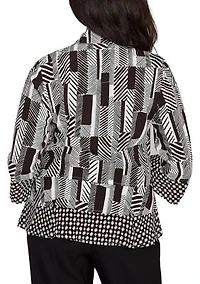 Petite Business As Usual Zebra Geo Twin Print Top