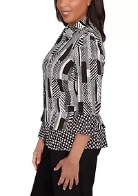 Petite Business As Usual Zebra Geo Twin Print Top