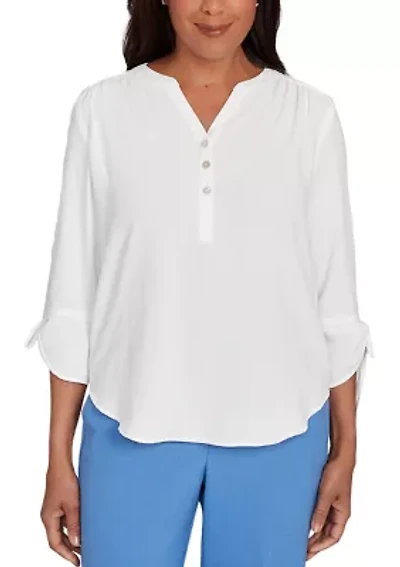 Petite Business As Usual Crinkle Texture Top