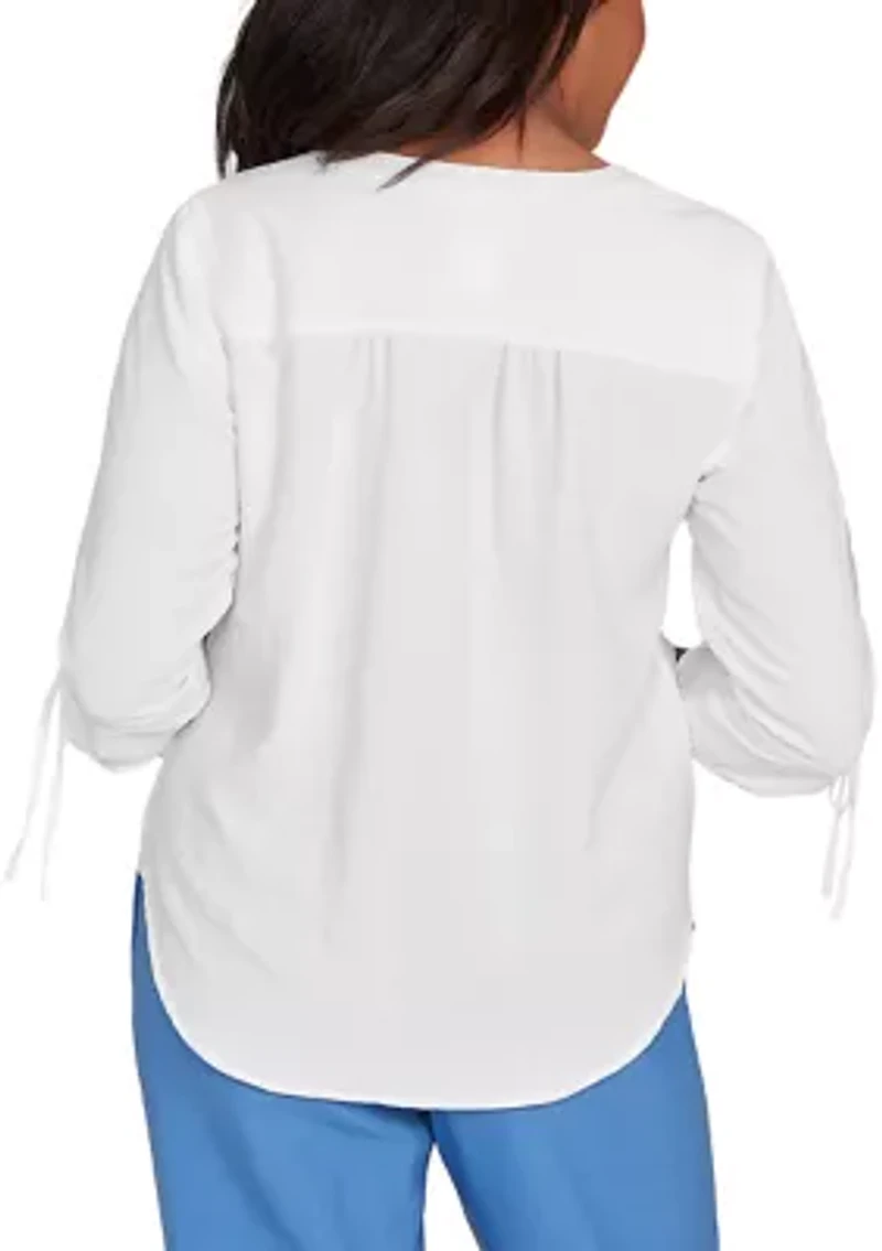 Petite Business As Usual Crinkle Texture Top