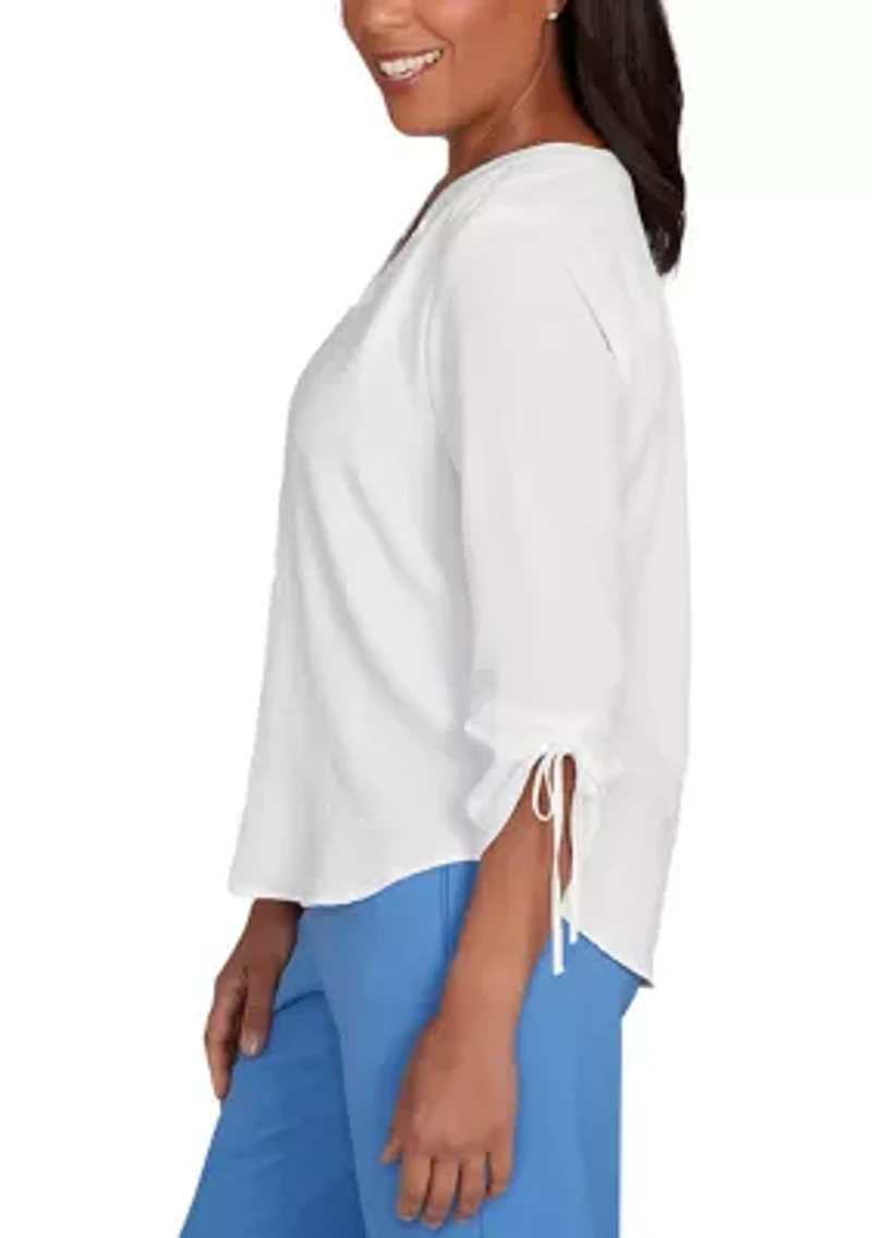 Petite Business As Usual Crinkle Texture Top