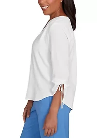 Petite Business As Usual Crinkle Texture Top