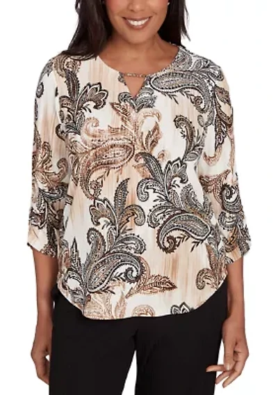 Petite Business As Usual Paisley Texture Top