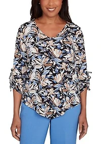 Petite Business As Usual Brushstroke Floral Top