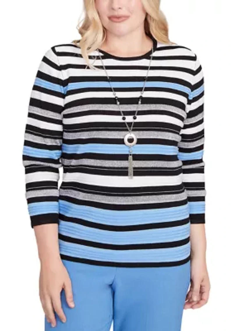 Petite Business As Usual Texture Stripe Sweater