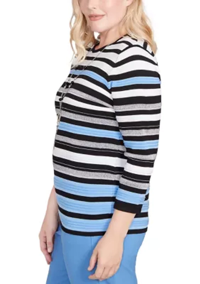 Petite Business As Usual Texture Stripe Sweater
