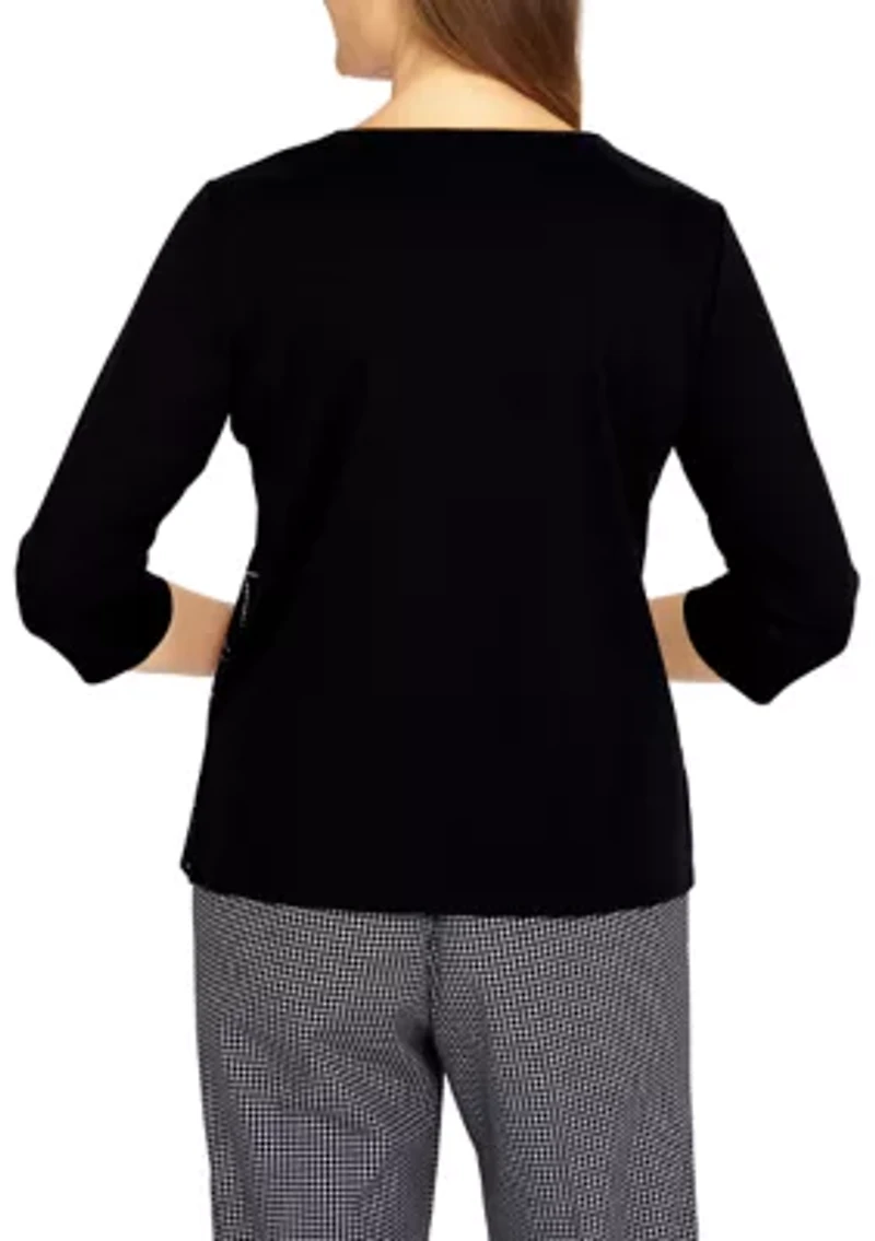 Petite Metallic Stripe Knit Top