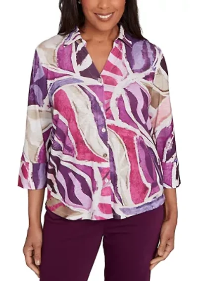Women's Missy Urban Legend Abstract Patchwork Shirt