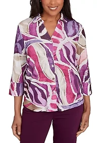 Women's Missy Urban Legend Abstract Patchwork Shirt