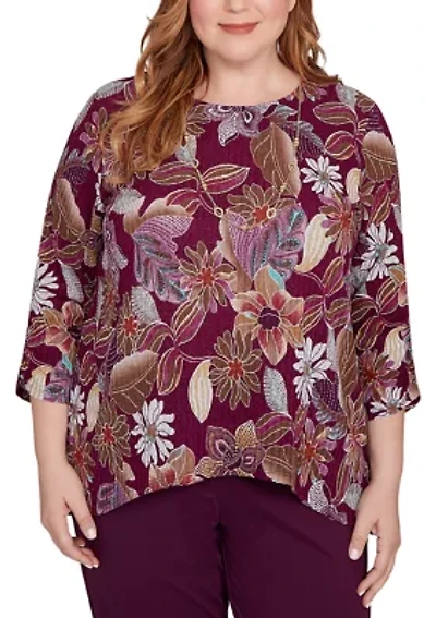 Plus Urban Legend Batik Floral Melange Print Top