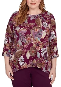 Plus Urban Legend Batik Floral Melange Print Top