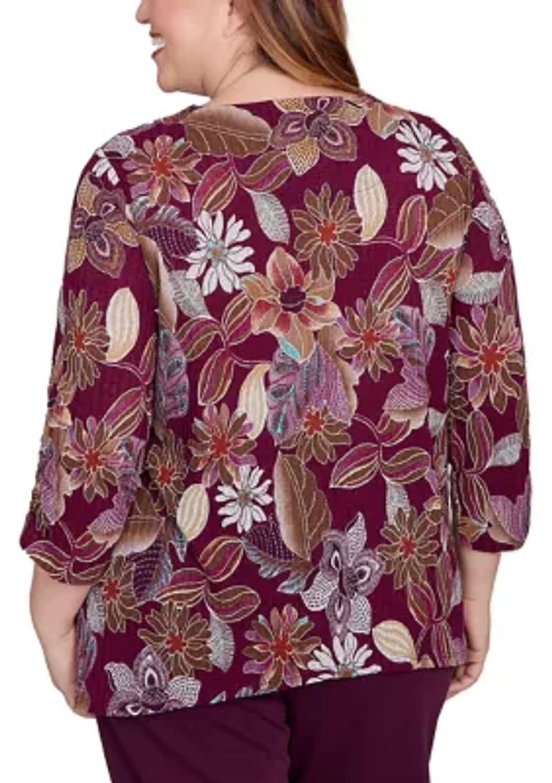 Plus Urban Legend Batik Floral Melange Print Top