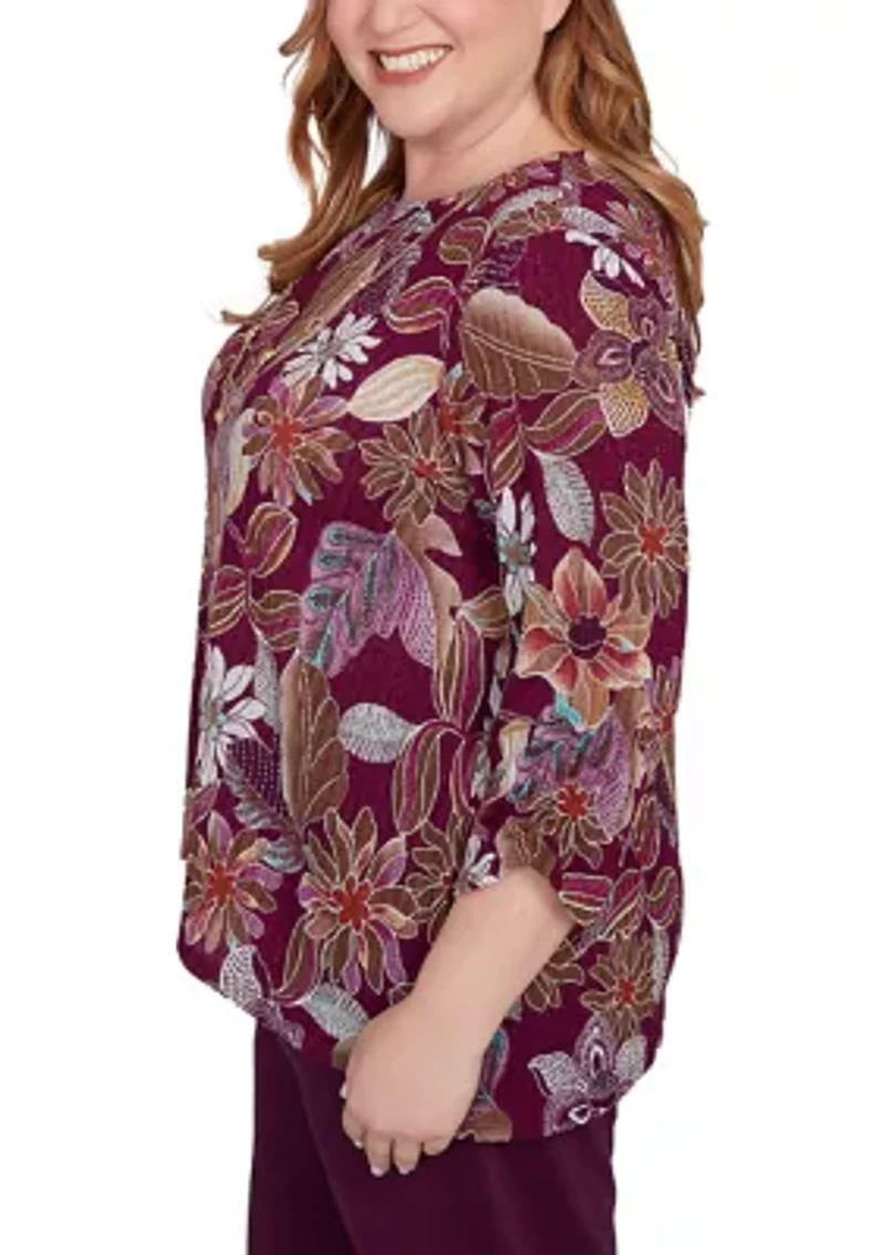 Plus Urban Legend Batik Floral Melange Print Top