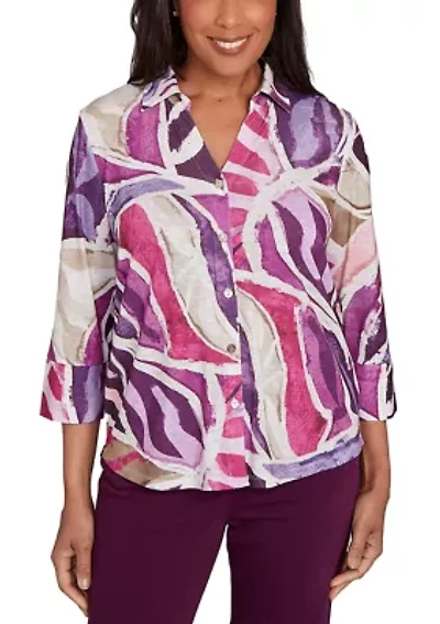 Petite Urban Legend Abstract Patchwork Shirt