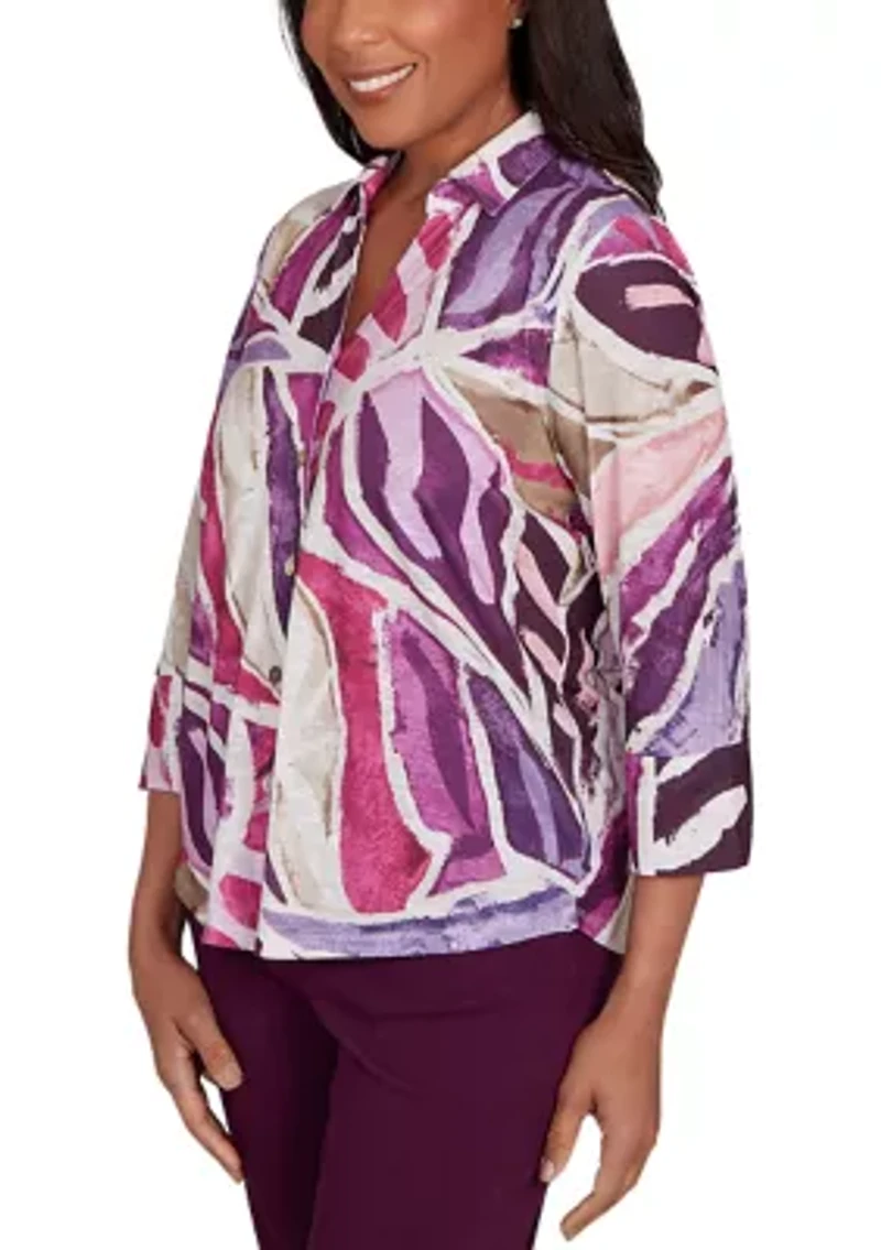 Petite Urban Legend Abstract Patchwork Shirt