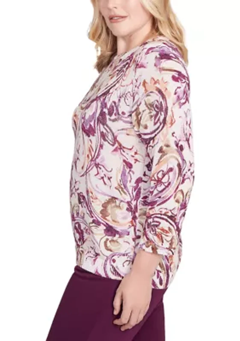 Petite Urban Legend Paisley Shimmer Sweater