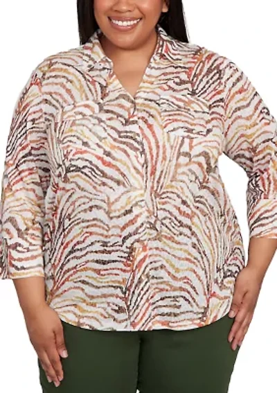 Plus Mount Laurel Skin Burnout Blouse