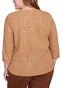 Plus Mount Laurel Shimmer Animal Jacquard Top