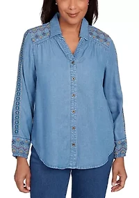 Women's Sunset Canyon Embroidered Tencel™ Shirt