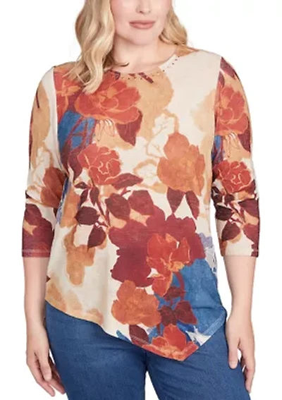 Women's Sunset Canyon Drama Abstract Floral Top