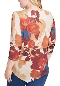 Women's Sunset Canyon Drama Abstract Floral Top