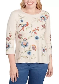Women's Sunset Canyon Allover Floral Embroidery Top