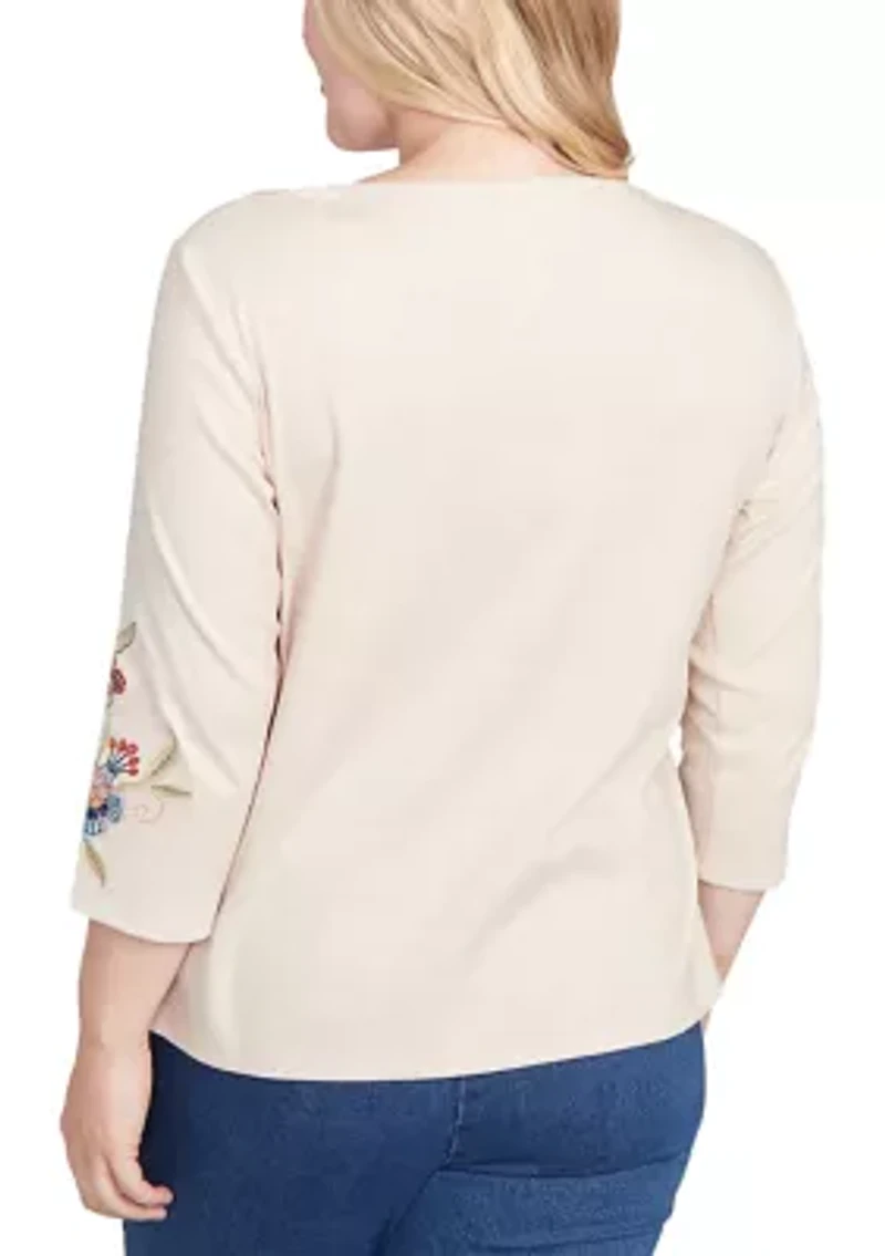 Women's Sunset Canyon Allover Floral Embroidery Top