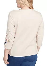 Women's Sunset Canyon Allover Floral Embroidery Top