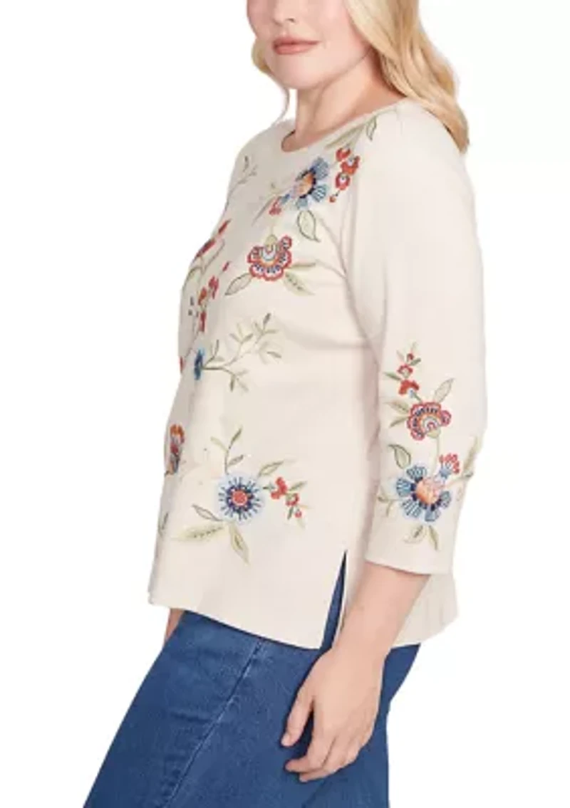 Women's Sunset Canyon Allover Floral Embroidery Top