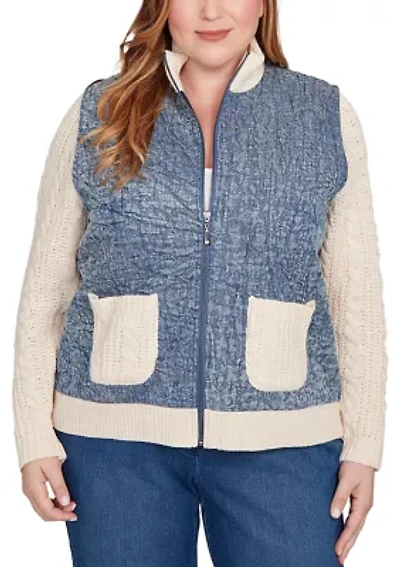 Plus Sunset Canyon Quilt with Sweater Rib Jacket