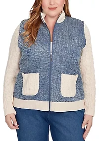 Plus Sunset Canyon Quilt with Sweater Rib Jacket