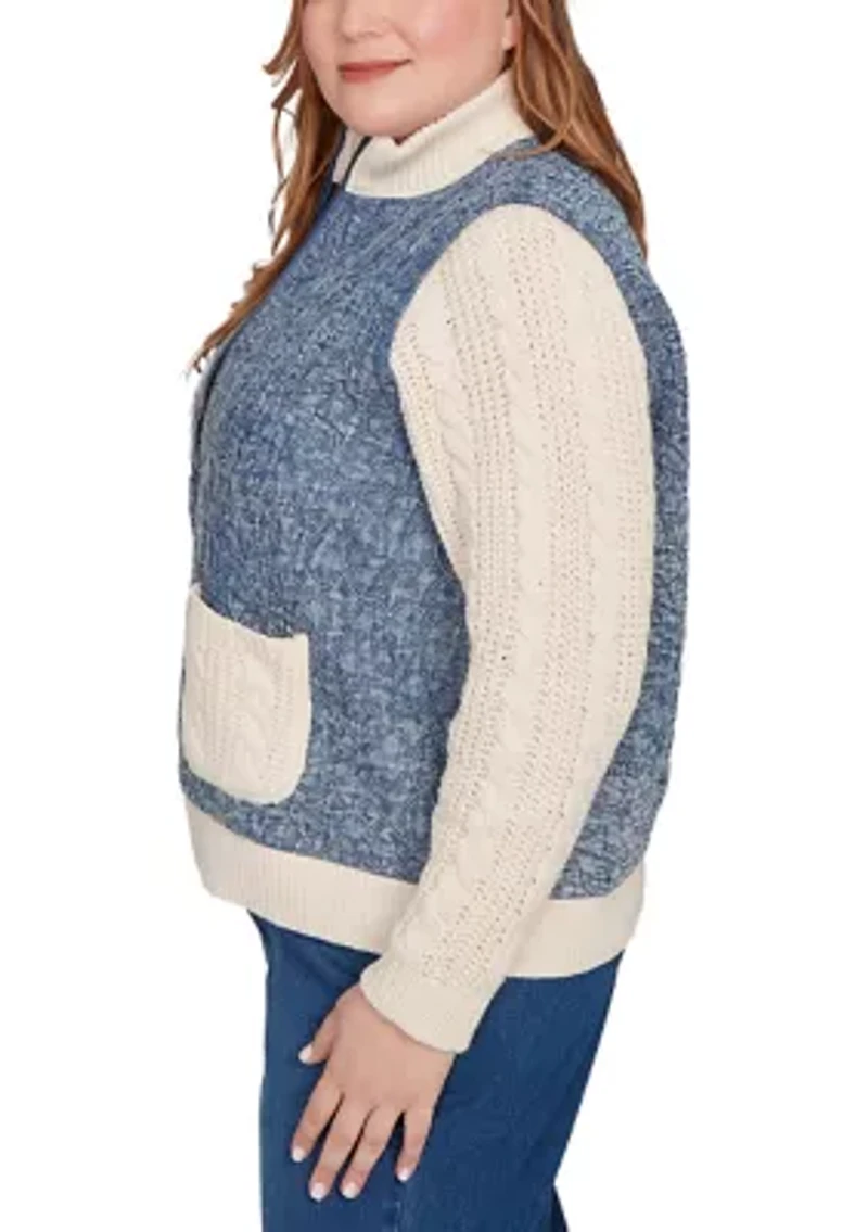 Plus Sunset Canyon Quilt with Sweater Rib Jacket