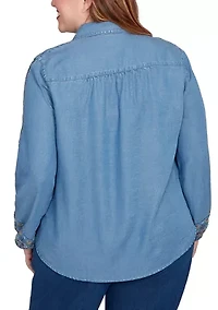 Plus Sunset Canyon Embroidered Tencel Shirt