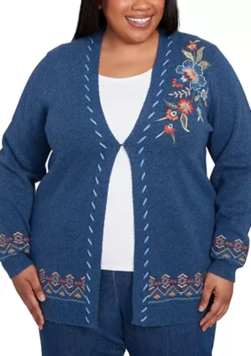 Plus Sunset Canyon Flowers Cardigan
