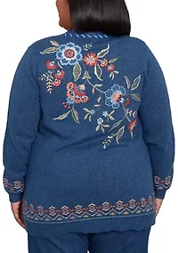 Plus Sunset Canyon Flowers Cardigan