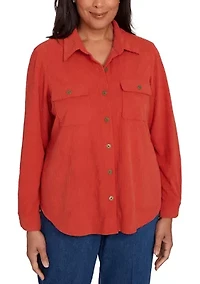 Petite Sunset Canyon Plush Rib Big Shirt