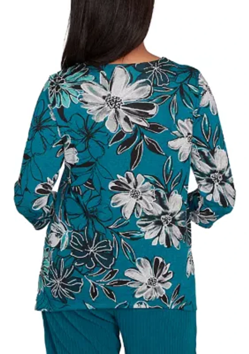 Women's Lake Champlain Floral Print Melange Top