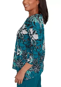 Women's Lake Champlain Floral Print Melange Top